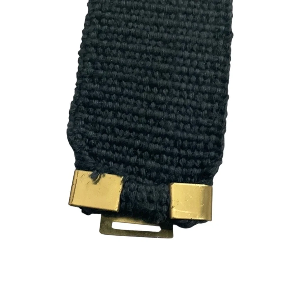 Vintage Gantos Black Belt with Gold Rhinestone Clasp